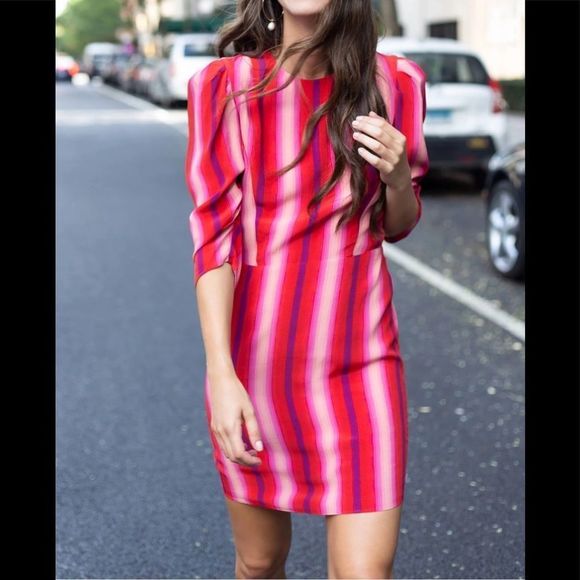 Something Navy Dresses & Skirts - 🔥5 for $25 sale🔥 Something navy vertical bold stripe long ruched sleeve dress